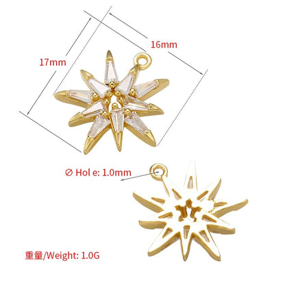 1PCS Brass Crystal Multi-Angle Star Charm Pendant