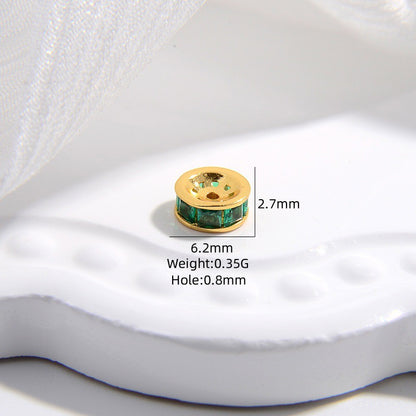 1PCS Brass Zircon Wheel Spacer Beads