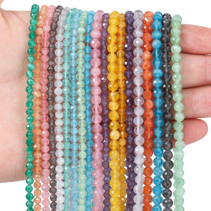 Tiny Cat's Eye Beads Faceted Round Beads