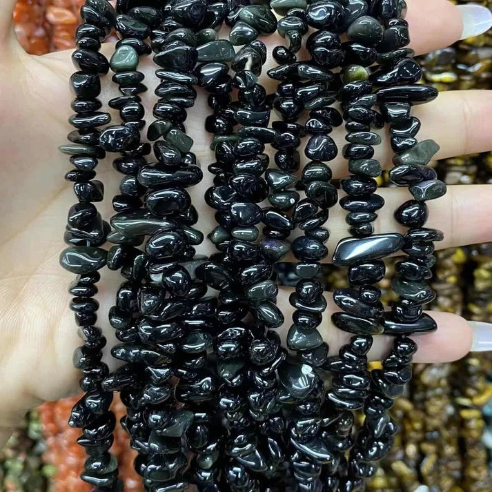 Freeform Chip Obsidian Beads
