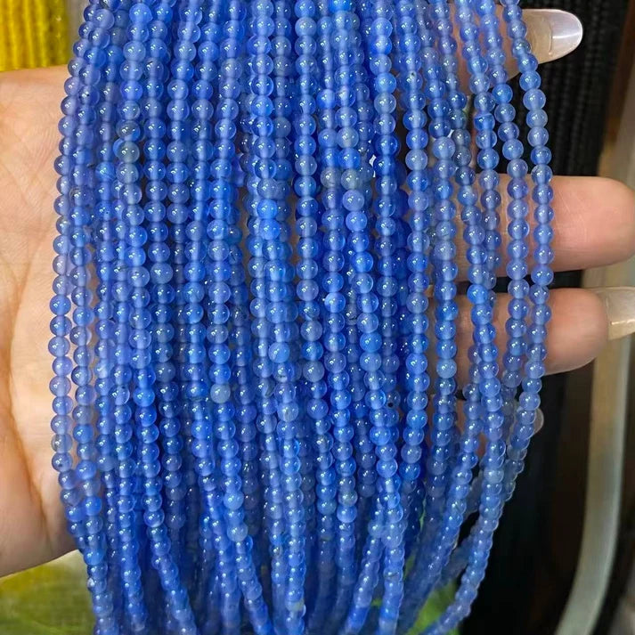 Blue Agate Tiny Smooth Round Beads 2mm 3mm 4mm