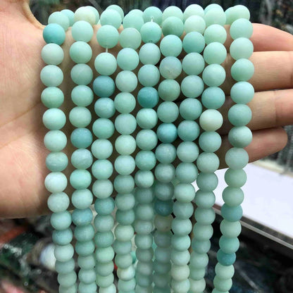 Matted Round Amazonite Beads