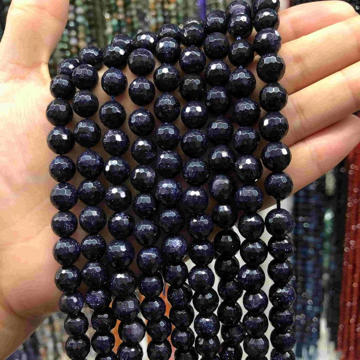 Faceted Round Sandstone Beads