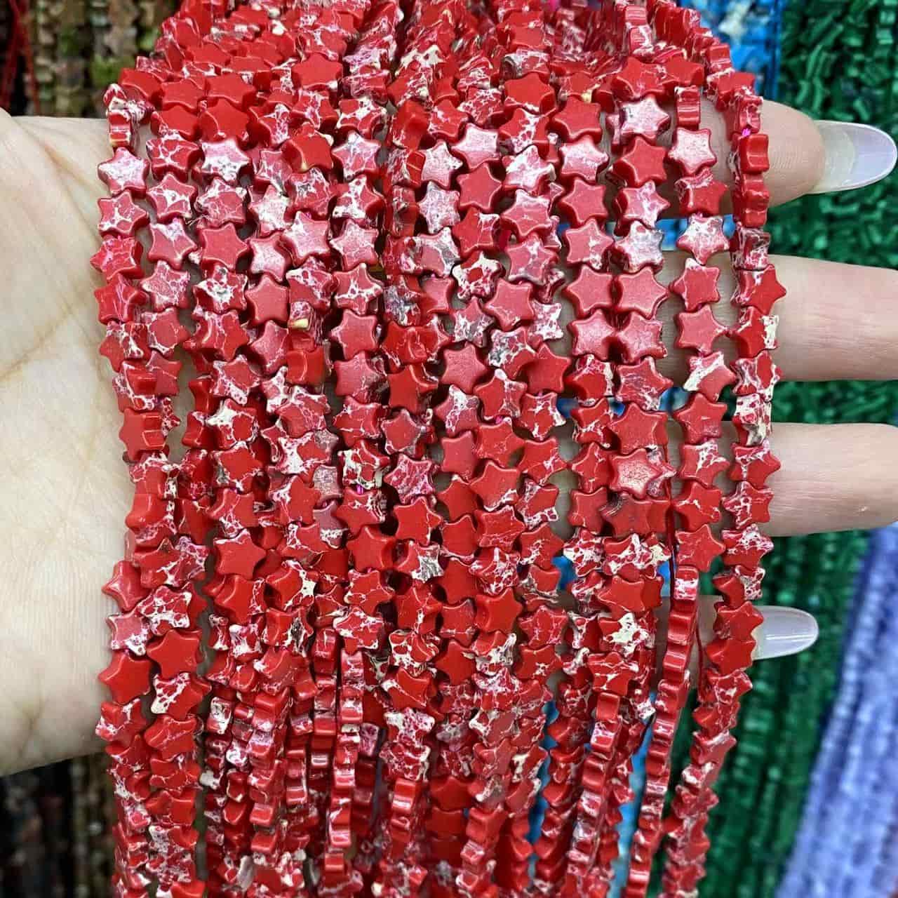 Flat Star Beads 6mm Quartz/Jasper/Agate/Crystal