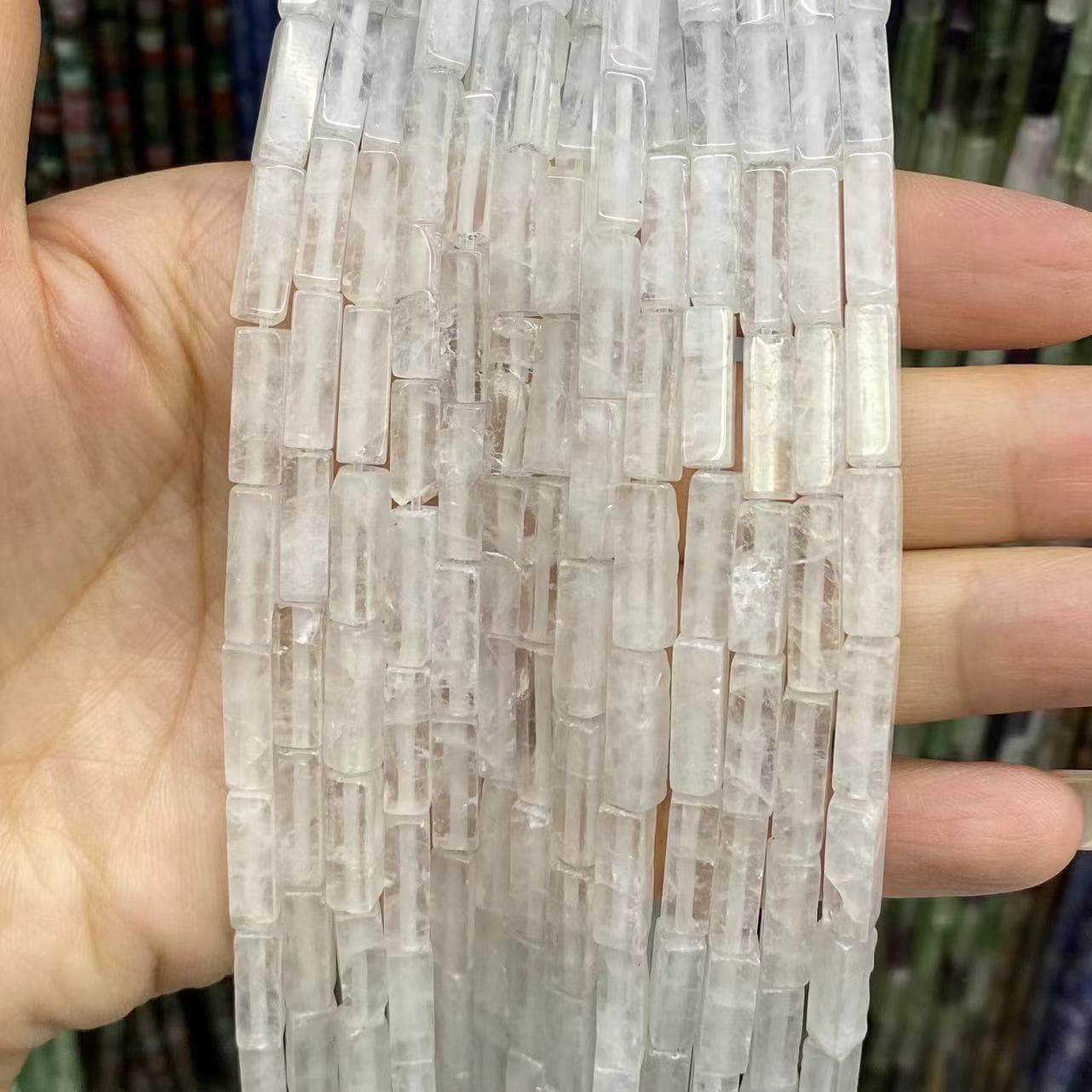 Square Tube Beads 4x13mm Quartz/Jasper/Agate/Crystal