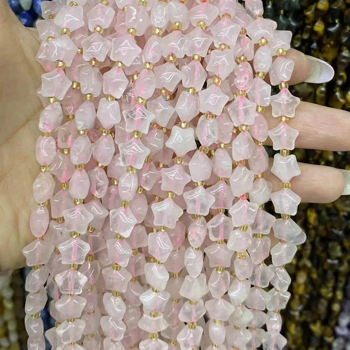 Star Shape Rose Quartz Beads