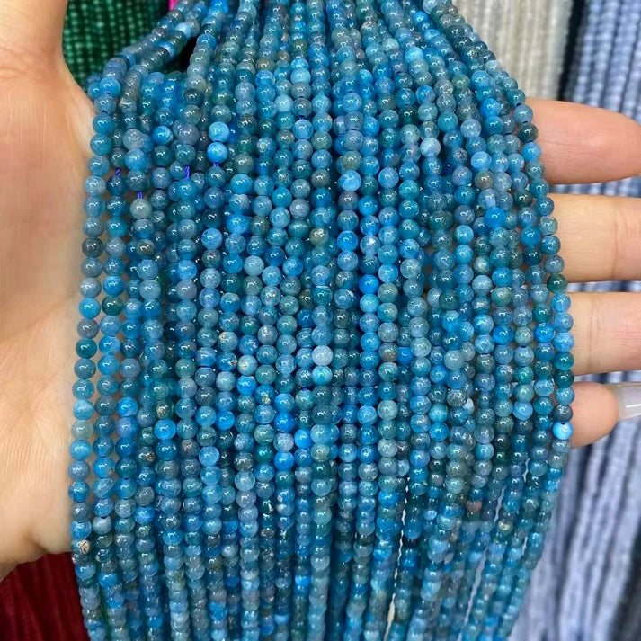 Blue Apatite Tiny Smooth Round Beads 2mm 3mm 4mm