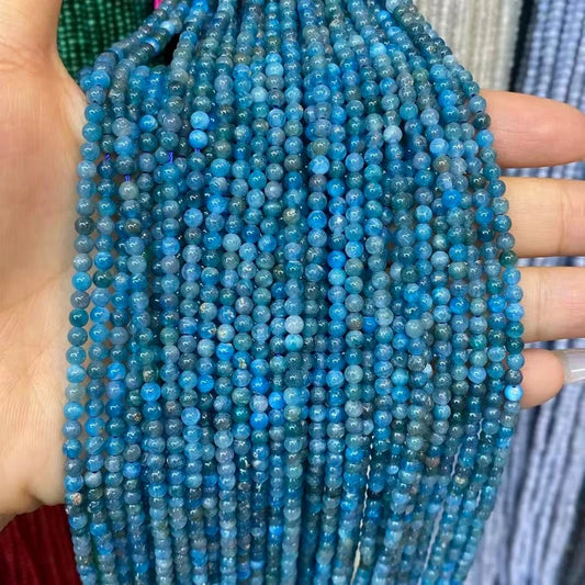 Blue Apatite Tiny Smooth Round Beads 2mm 3mm 4mm