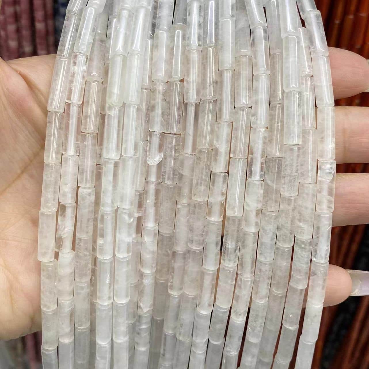 Cylindrical Tube Beads 4x13mm Quartz/Jasper/Agate/Crystal