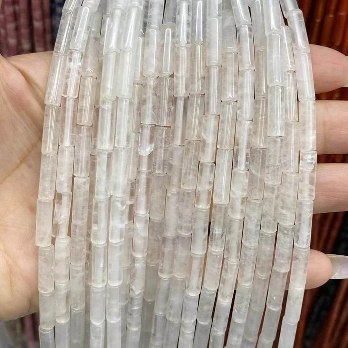Tube Shape Clear Quartz Beads
