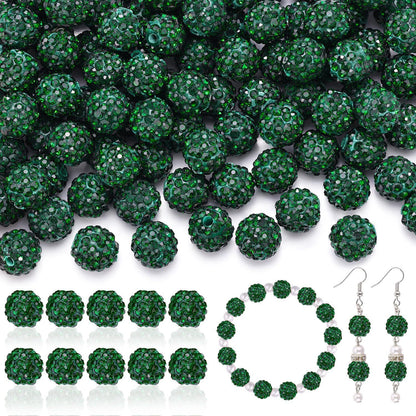 100pcs 10mm Rhinestone Beads Shiny Round Disco Ball Beads Bulk, Sparkle Crystal Clay