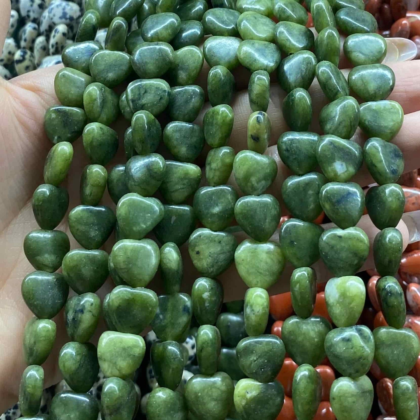 Smooth Heart Shape Beads 10mm/15mm Quartz/Jasper/Agate/Crystal