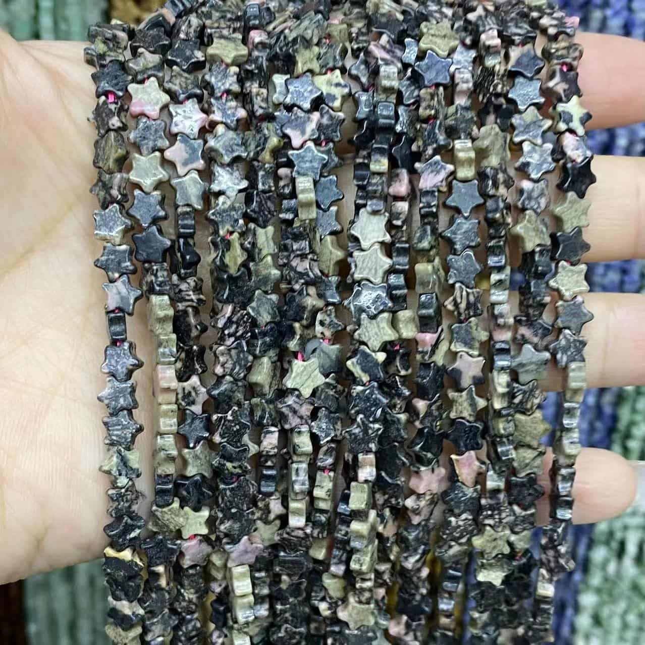 Flat Star Beads 6mm Quartz/Jasper/Agate/Crystal