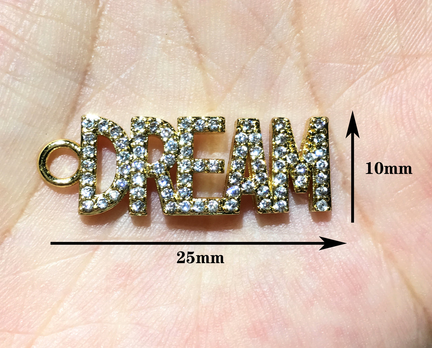 1PCS Brass Cubic Zirconia Vocabulary Slogan Charm