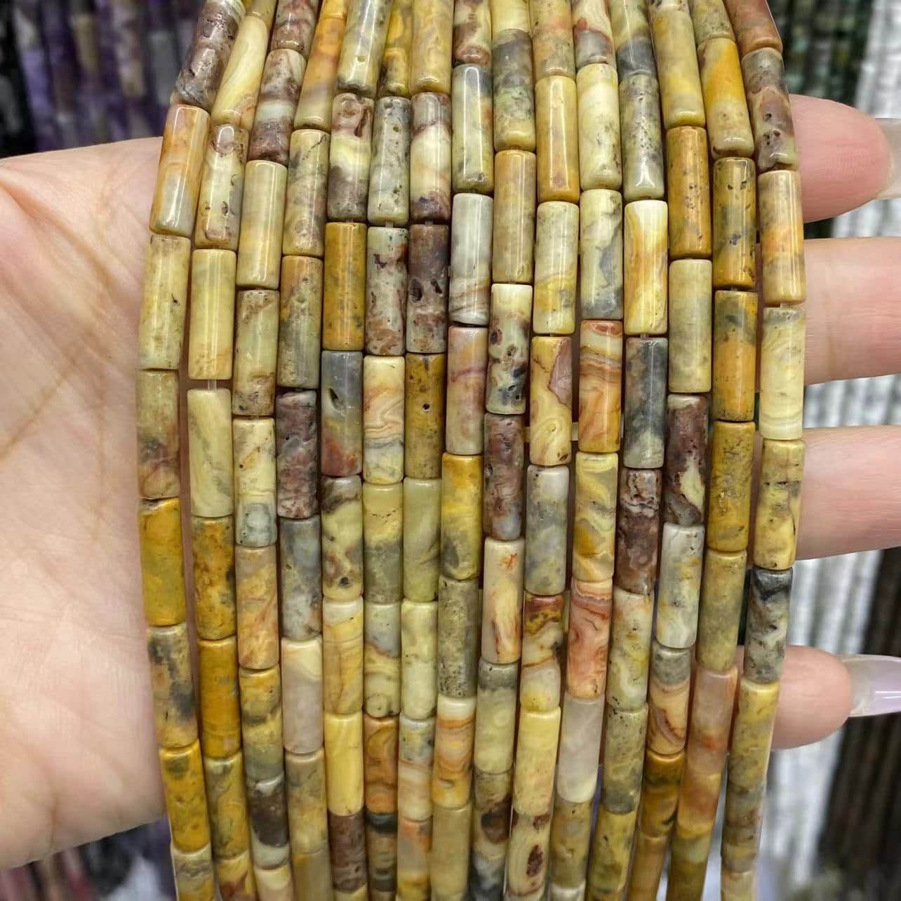 Cylindrical Tube Beads 4x13mm Quartz/Jasper/Agate/Crystal