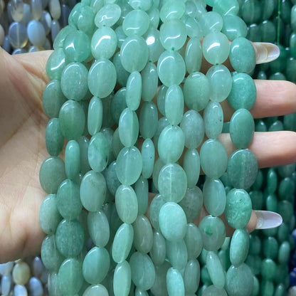 Smooth Flat Oval Beads 10x14mm Quartz/Jasper/Agate/Crystal