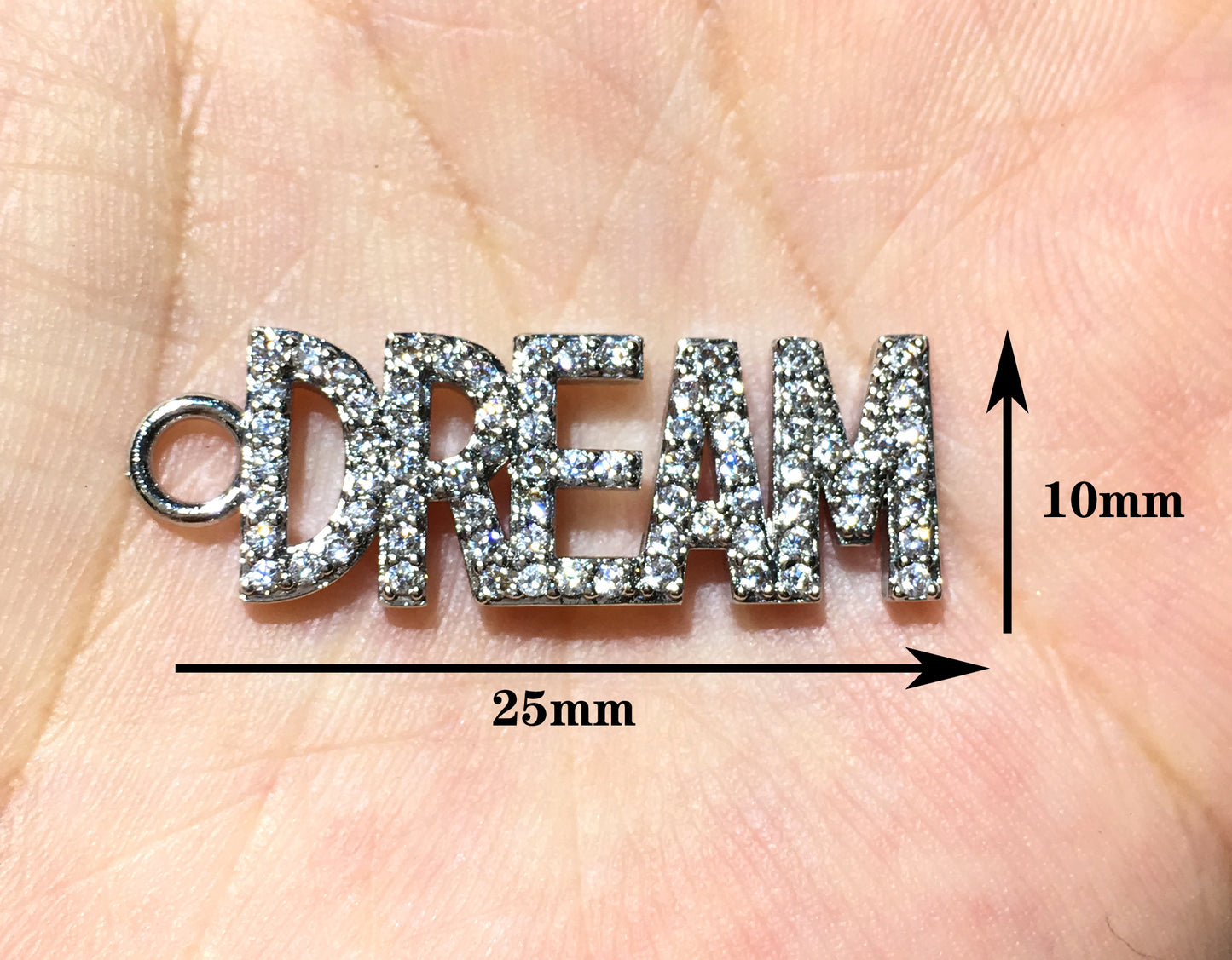 1PCS Brass Cubic Zirconia Vocabulary Slogan Charm