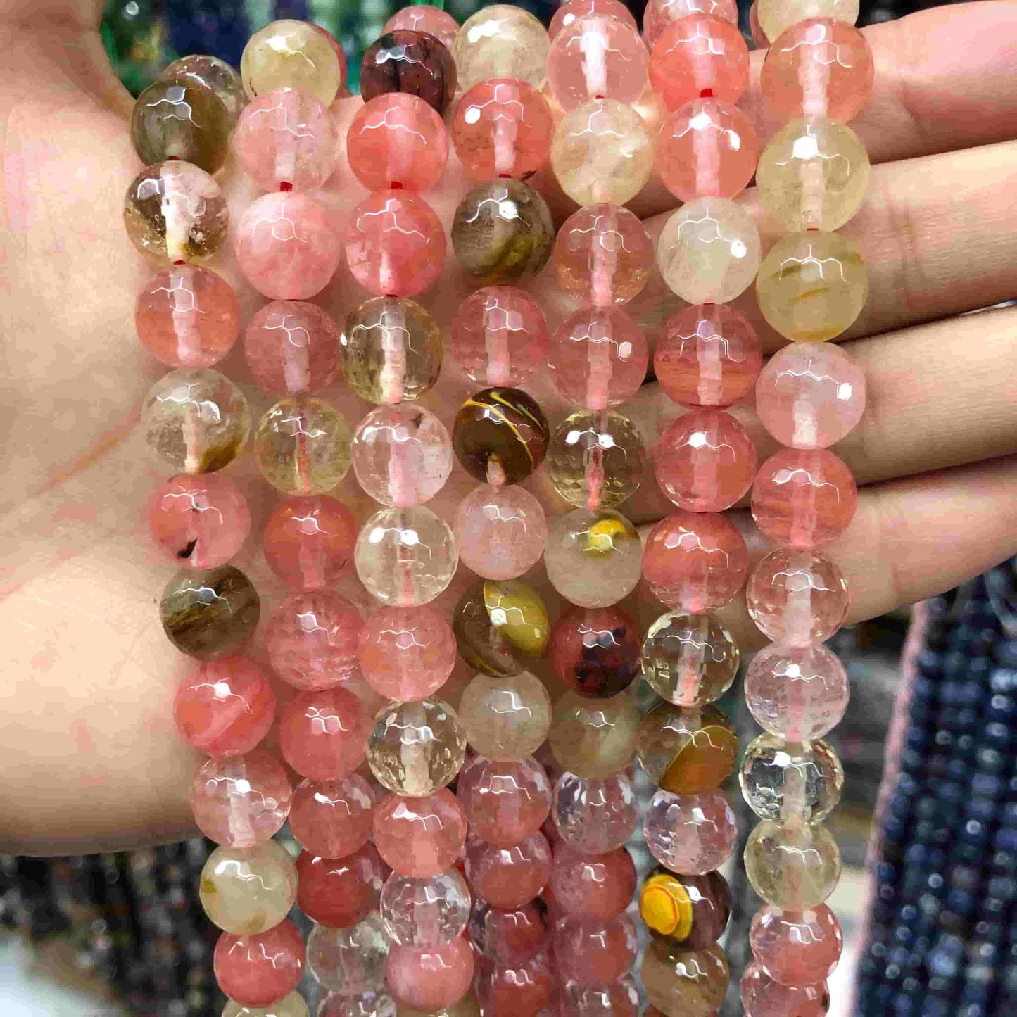 Round Faceted Beads Crystal/Quartz/Jasper/Agate 6mm 8mm 10mm
