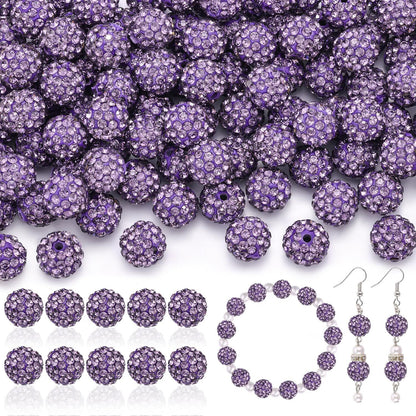 100pcs 10mm Rhinestone Beads Shiny Round Disco Ball Beads Bulk, Sparkle Crystal Clay