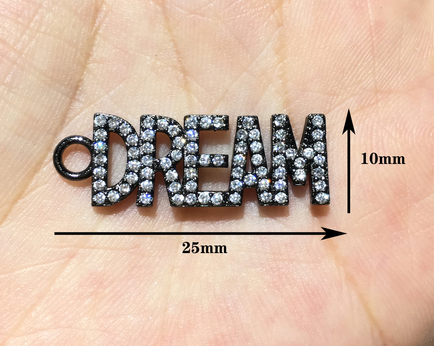 1PCS Brass Cubic Zirconia Vocabulary Slogan Charm