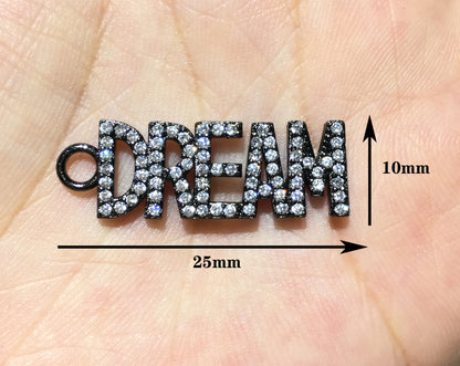 1PCS Brass Cubic Zirconia Vocabulary Slogan Charm