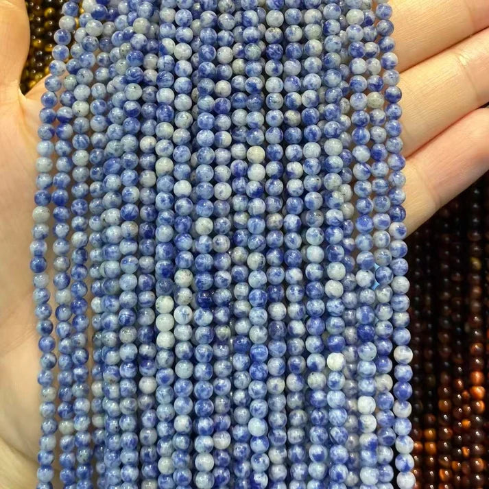 Blue Dalmatian Jasper Tiny Smooth Round Beads 2mm 3mm 4mm