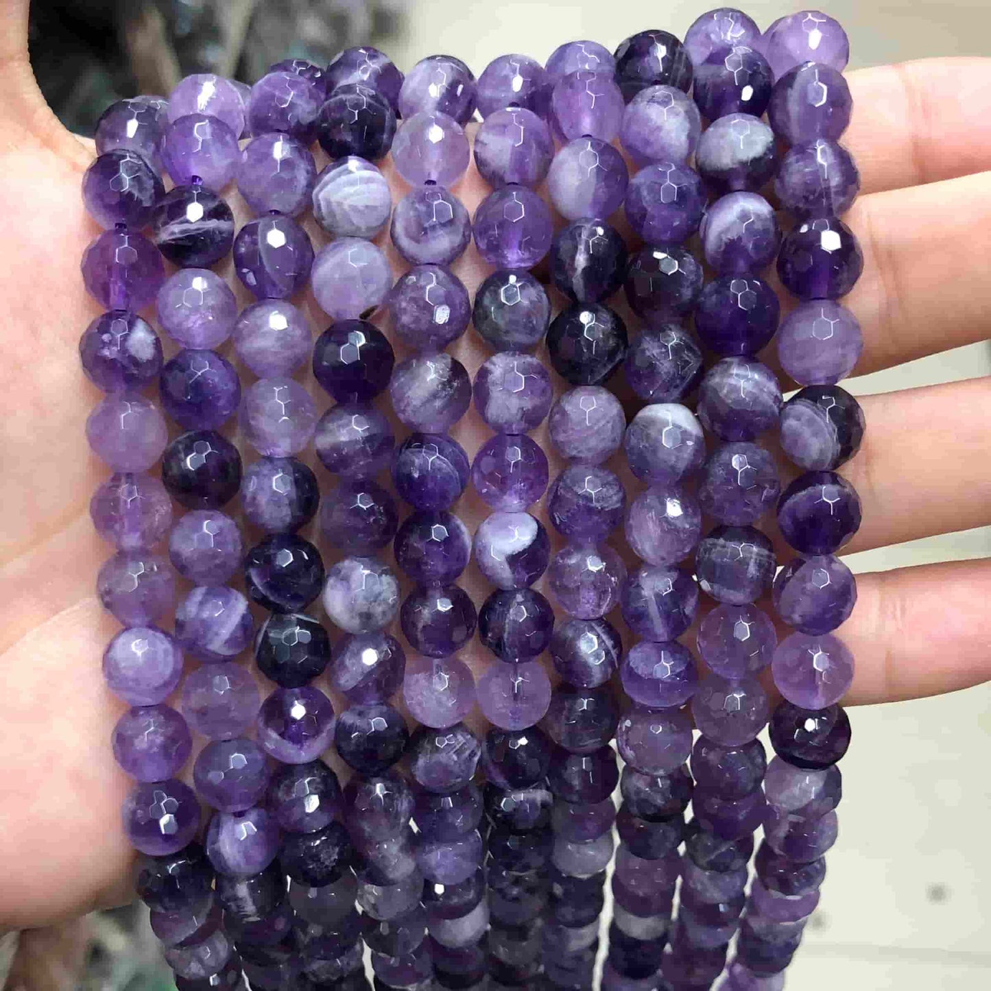 Round Faceted Beads Crystal/Quartz/Jasper/Agate 6mm 8mm 10mm