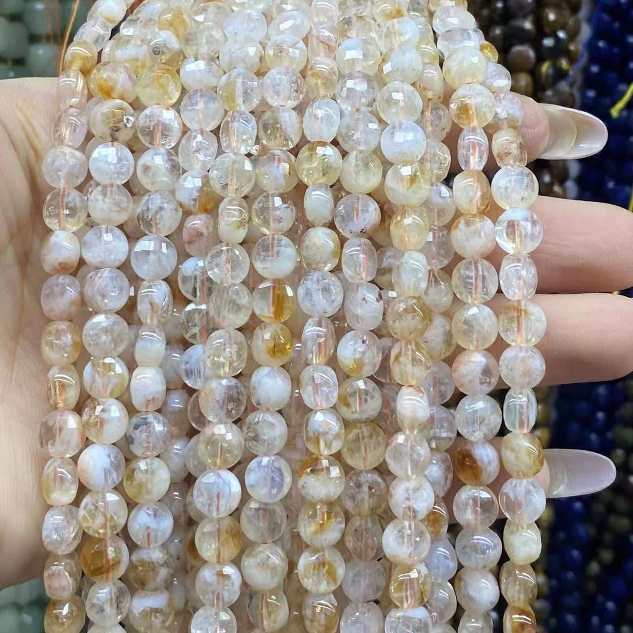 Faceted Cion Beads 6x6mm Quartz/Jasper/Agate/Crystal