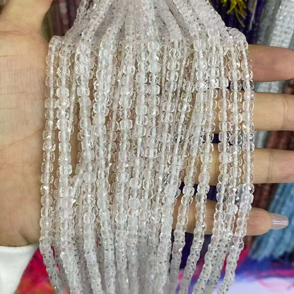 Cube Shape Clear Quartz Beads