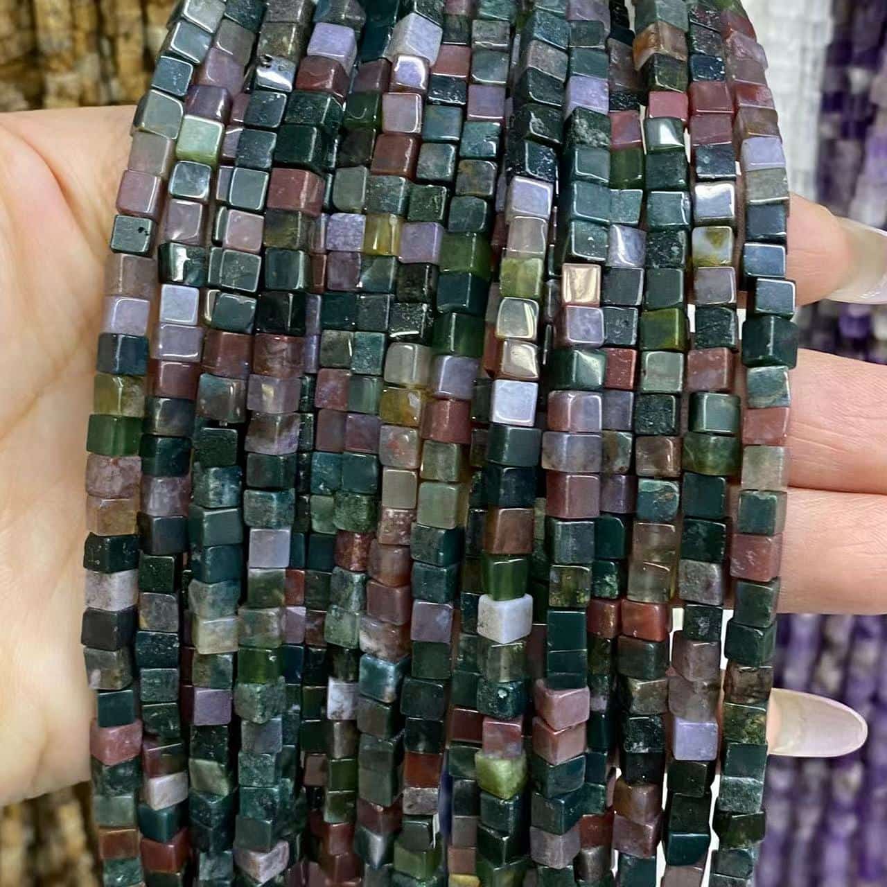 Square Cube Beads 4x4mm Quartz/Jasper/Agate/Crystal