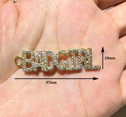 1PCS Brass Cubic Zirconia Vocabulary Slogan Charm