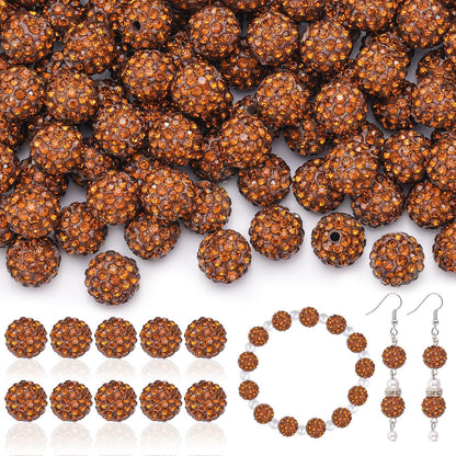 100pcs 10mm Rhinestone Beads Shiny Round Disco Ball Beads Bulk, Sparkle Crystal Clay