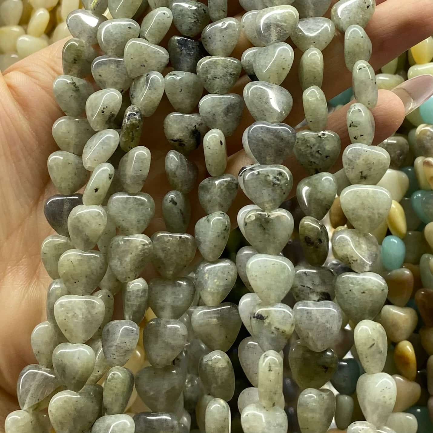 Smooth Heart Shape Beads 10mm/15mm Quartz/Jasper/Agate/Crystal