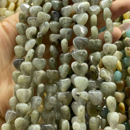 Smooth Heart Shape Beads 10mm/15mm Quartz/Jasper/Agate/Crystal