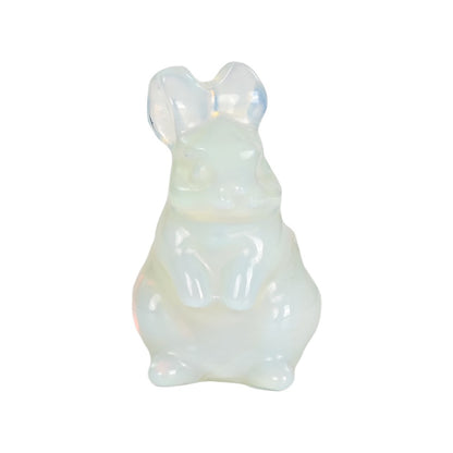 Cute Rabbit Statue Hand Carved Animal Figurine