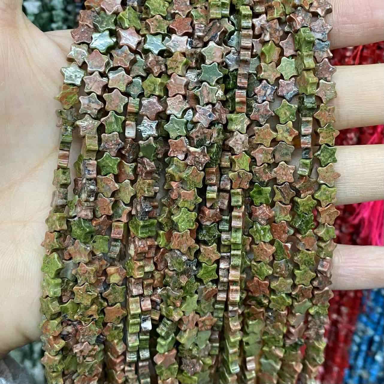 Flat Star Beads 6mm Quartz/Jasper/Agate/Crystal