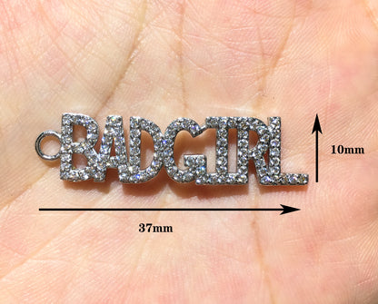 1PCS Brass Cubic Zirconia Vocabulary Slogan Charm