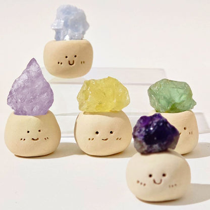 Micro Mineral Raw Crystal Gemstone Happy Face Collection