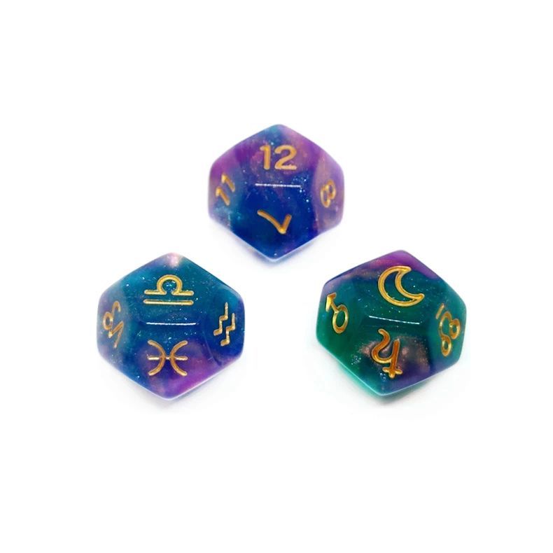 Healing Crystal Horoscope Dice Set of 3 Pcs