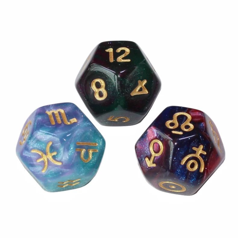 Healing Crystal Horoscope Dice Set of 3 Pcs