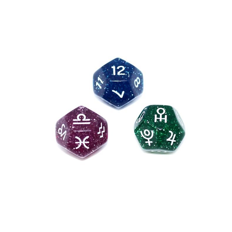 Healing Crystal Horoscope Dice Set of 3 Pcs