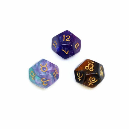 Healing Crystal Horoscope Dice Set of 3 Pcs