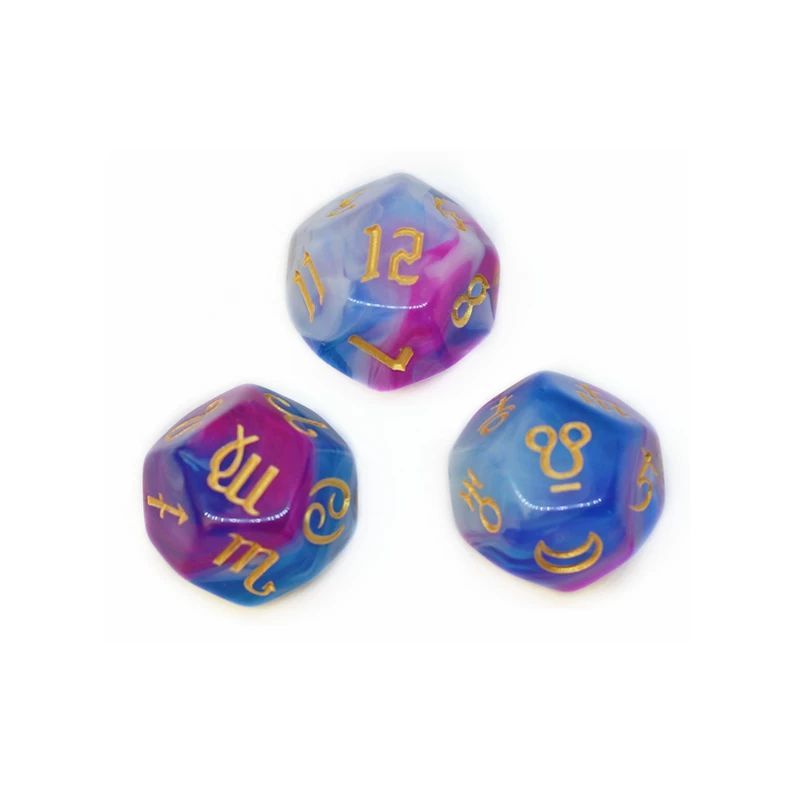 Healing Crystal Horoscope Dice Set of 3 Pcs