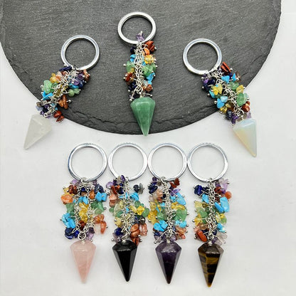 Healing Crystal Energy Point Keychains Set