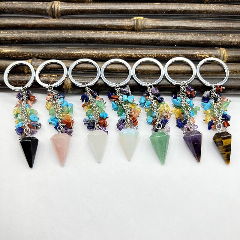 Healing Crystal Energy Point Keychains Set