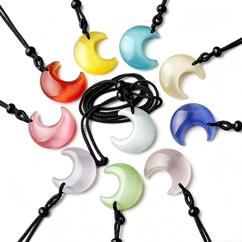 Healing Crystal Cats Eye Stone Pendant Necklace