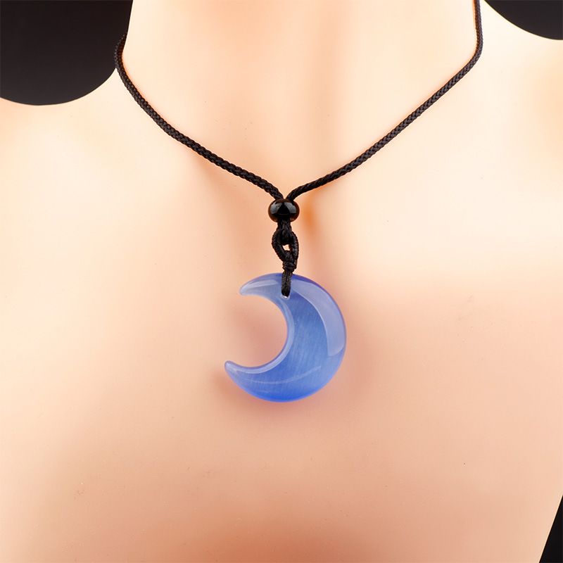 Healing Crystal Cats Eye Stone Pendant Necklace