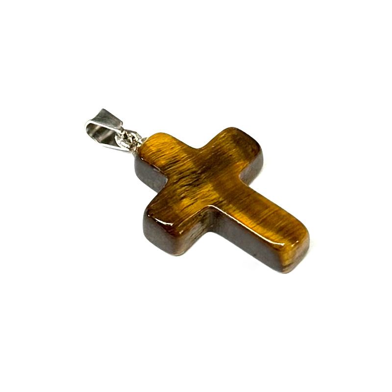 Healing Crystal Flat Cross Shape Pendant Necklace 1PC