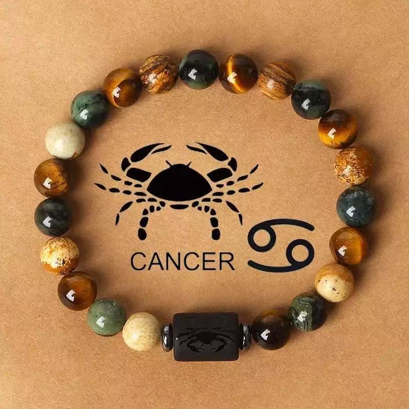 Zodiac Signs Round Stone Elastic Bracelets for Everyday Wear