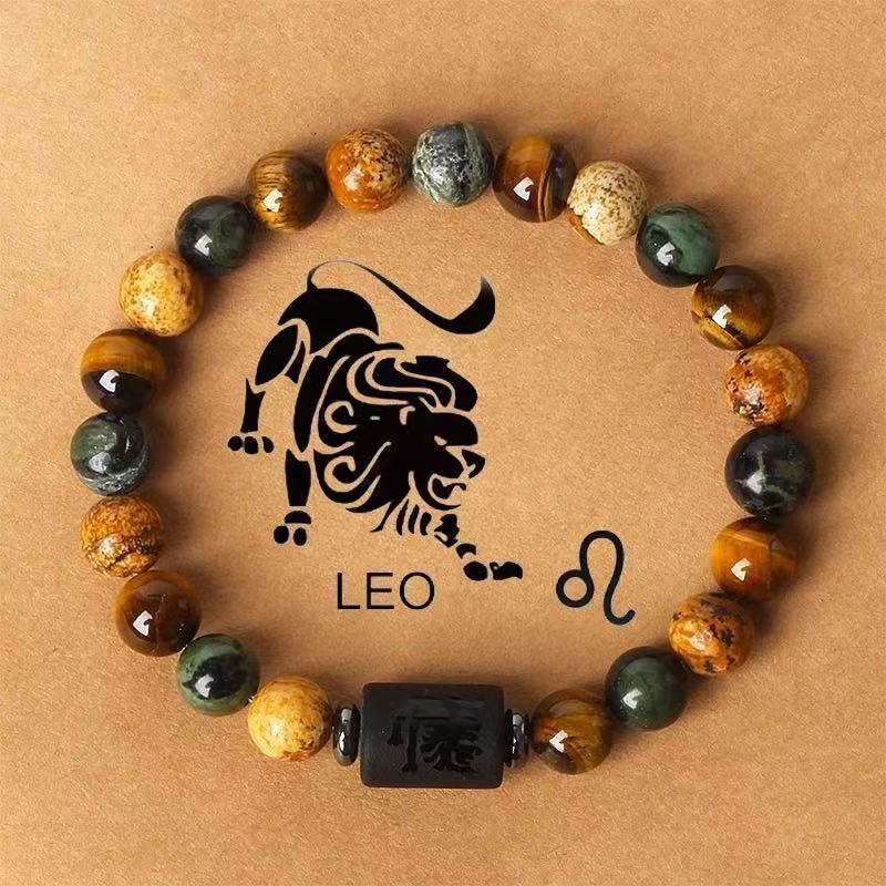 Zodiac Signs Round Stone Elastic Bracelets for Everyday Wear